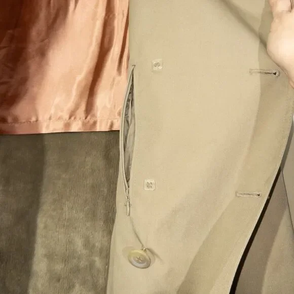 Vintage Hill & Archer Tan Faux Fur Lined‎ Belted Trench Coat Size 42R